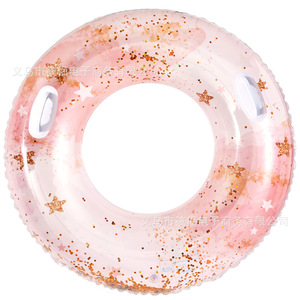 Xiaolu <b>Inflatable</b> Swimming Ring Pink Sequin Star Pattern Round <b>Float</b> For <b>Pool</b> Water Park Adult Unisex Thickened 0.20mm PVC - Product Image 5