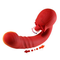 Vibrateur télescopique Rose Brand, jouet sexuel pour adultes, langue vibrante, base en caoutchouc, rechargeable par USB, étanche, 9 fréquences