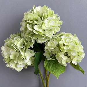 Nouvelles fleurs artificielles en gros, hydrangeas de haute qualité, grande tête, en soie, blanc et vert, pour la décoration de mariage - Product Image 6