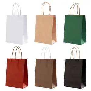 Sac en papier kraft couleur unie très populaire pour mariages et usage quotidien - Sac à main élégant pour cadeaux de mariage - Product Image 1