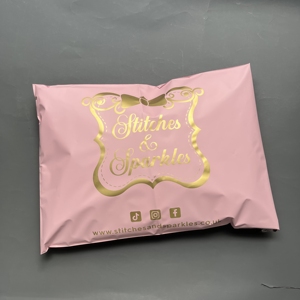 Luxury Matte Pink Poly Mailer Custom Gold Print Shipping Envelopes Tear Proof Poly Mailing Bags For Online Fashion Shop - Product Image 2
