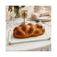 Planche de service en lucite pour pain challah du Shabbat juif, plateau de découpe en acrylique, gravure personnalisée, décoration de table Judaica avec supports dorés