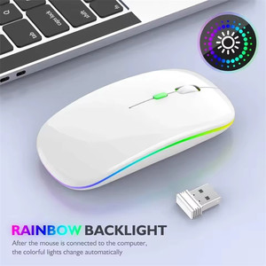 <span class=keywords><strong>Souris</strong></span> optique ultra-mince rechargeable avec rétroéclairage LED RVB 1600 DPI, 4D, sans fil 2,4 GHz pour ordinateur portable/PC, interface USB <span class=keywords><strong>Bluetooth</strong></span> 3D - Product Image 2