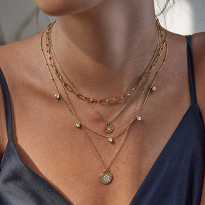 Collier en acier inoxydable plaqué or 18 carats, motif tournesol, pendentif goutte d'eau en diamant blanc, à porter au quotidien - Product Image 2