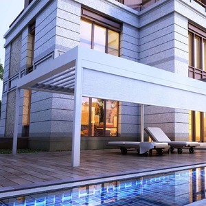 Pergola bioclimatique motorisée intelligente en aluminium de qualité supérieure, couleur et taille personnalisées pour villa, jardin, terrasse, télécommande - Product Image 3