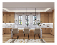 Armoire de cuisine en bois de style européen contemporain, intégrée, avec placage, stratifié, pour restaurant, garde-manger, rangement