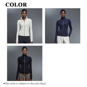 Nuova Giacca Sportiva da <span class=keywords><strong>Donna</strong></span> <span class=keywords><strong>con</strong></span> <span class=keywords><strong>Zip</strong></span> Dorata, Collo Alto, Maniche Lunghe Elasticizzate per Fitness e Yoga - Product Image 3