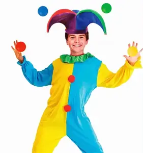 Costume da Clown Cosplay per festa di Halloween per bambini Costume da festa per bambini in Costume da giullare