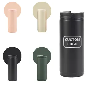 Benutzer definiertes Logo Tragbare Öko-Reise-Kaffeetasse Leckfrei 400ml doppelwandige Edelstahl-Vakuum-Kaffee-Reise becher Wasser flasche