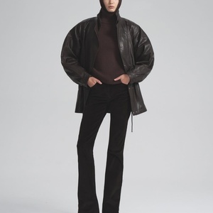 เสื้อแจ็คเก็ตหนังแกะคุณภาพสูงสำหรับผู้หญิง ดีไซน์เก๋ ทันสมัย สไตล์ลำลอง ขนาดโอเวอร์ไซส์ - Product Image 2