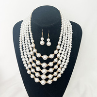 Ensemble collier et boucles d'oreilles vintage de luxe, nouvelle arrivée, mode féminine, mariage, perles multicouches, bijoux exquis