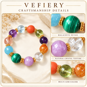Multicolor Mixed Gemstone Bracelet with <b>Large</b> Round Crystal <b>Beads</b> - Product Image 3