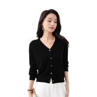 Cardigan en laine 100% pour femmes, couleur bleu clair, motifs de tricot, pulls de haute qualité avec des matériaux de qualité supérieure