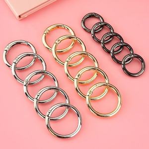 Mousqueton rond à ressort doré de 20 mm (1 pouce) avec anneau en O et fermoir à déclenchement pour sac, pendentif, porte-clés - Product Image 1