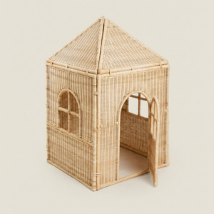 Casa de Juegos de Ratán con Puerta Arqueada para Niños de 2 a 4 Años, Refugio de Juguete Unisex - Product Image 1