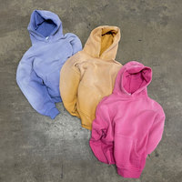 Sweat-shirt à capuche personnalisé en coton épais délavé à l'acide pour homme, coupe oversize en molleton bouclette, épaules tombantes, effet délavé, style pull-over