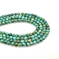 Perles rondes en turquoise naturelle du Pérou, perles de pierres précieuses à énergie curative, perles pour la fabrication de bijoux, pierre naturelle