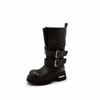 Bottes Chelsea à plateforme épaisse pour femme, à double lanière, noires, pour l'hiver et l'automne, vente en gros directe d'usine