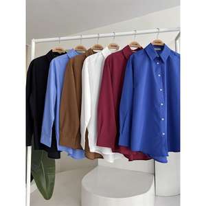 Chemise en popeline oversize classique Sobe pour femme, boutonnée, style simple au quotidien, couleur unie, manches longues - Product Image 4