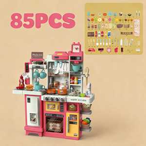 ของเล่นบ้านครัวเด็ก ชุดทำอาหาร<span class=keywords><strong>เชฟ</strong></span> ขนาด 82 ซม. ของเล่นครัว 85 ชิ้น พร้อมฟังก์ชั่นฉีดน้ำ โต๊ะ<span class=keywords><strong>อาหาร</strong></span>ขนาดใหญ่ ของเล่นมีไฟและเสียงเพลงสำหรับเด็ก - Product Image 5