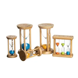 Wholesale Decorative 1min/3min/5min Sand Clock Bamboo And Wood Hourglass Orange Blue Moving Sand Art Sandglass For Home Decor