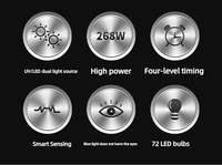 Lampe à ongles UV LED SUN23S 268W avec repose-main amovible, 72 perles LED, 4 réglages de minuterie, base amovible, séchoir à ongles pour salon de manucure