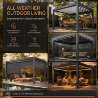 Pavillon de jardin économique motorisé en aluminium pour barbecue, abri de balcon écologique