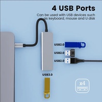Hub USB C 4 en 1, Estación de Conexión de Aleación de Aluminio Tipo C, Divisor de Hub Multi USB de 4 Puertos, Datos OTG para Computadora Portátil Macbook