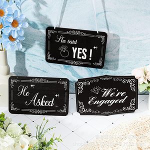 Wooden Hanging <b>Engagement</b> Sign Black Rectangle Wall Mount For Wedding Party <b>Decorations</b> - Product Image 1