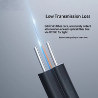 Kabel Serat Optik Indoor & Outdoor Kelas Telekomunikasi Single-mode 2 Core Baja Fosforisasi FTTH Kabel Jaringan Pra-pasang