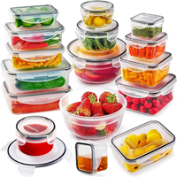 Lot de 24 boîtes de rangement hermétiques en plastique avec couvercle, pour aliments secs, organisateur de cuisine, distributeur de fruits, céréales et collations, boîtes de garde-manger