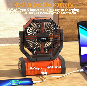 Ventilador de Camping <span class=keywords><strong>con</strong></span> Linterna, Ventilador de Mesa Portátil Recargable por USB <span class=keywords><strong>con</strong></span> Luz LED y Banco de Energía para Acampar al Aire Libre - Product Image 1