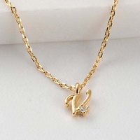Collier avec pendentif lettre initiale en zircon plaqué or écologique en argent sterling 925, bijoux Gemnel 26 Alphabet