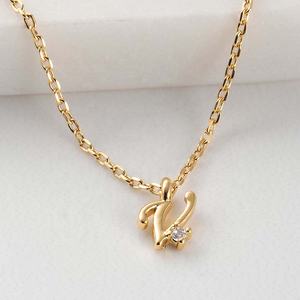 Collar con Colgante de Letra Inicial de Plata de Ley 925 con Circonita Chapada en Oro Ecológico de Gemnel, 26 Letras del Alfabeto - Product Image 3