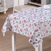 Nappe en vinyle imprimée au laser RNPT avec des cercles multicolores en forme de bulles, en PVC blanc et support en tissu pour tables à manger