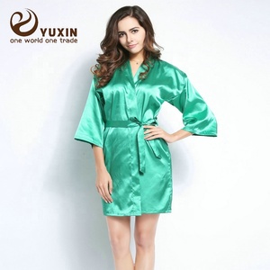 Jubah Pengiring Pengantin Jubah Satin Berkualitas Tinggi Lengan Tiga Perempat Spandex Jubah Sutra Lebih Tebal 6010 - Product Image 2