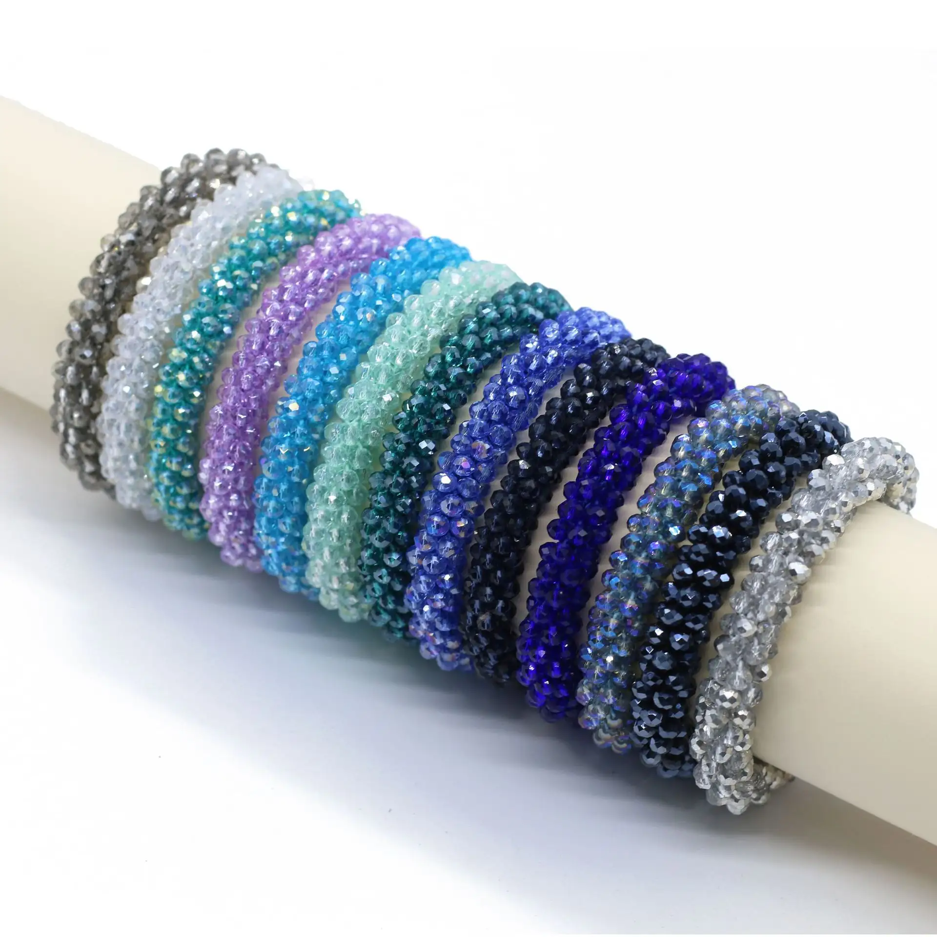 Vente chaude À La Mode Cristal Cheveux Corde Accessoires À La Main Élastique Cristal Perlé Bracelet
