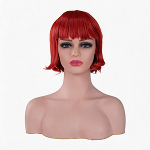 <span class=keywords><strong>Perruque</strong></span> courte bob pour <span class=keywords><strong>femme</strong></span> avec frange, cheveux synthétiques, aspect naturel, résistante à la chaleur, pour usage quotidien, fête, plusieurs couleurs disponibles - Product Image 2