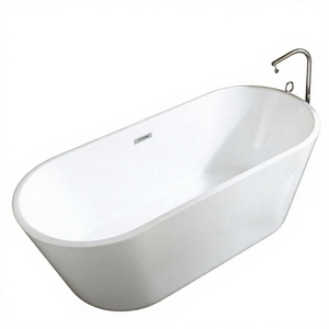 Baignoire autoportante ovale contemporaine en acrylique, élégante, avec débordement et fonction bain à remous, portable, pour hôtel, avec drain, directement de l'usine - Product Image 3