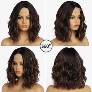 Perruques Lace Front pour femmes, style européen et américain, en fibre haute température, <span class=keywords><strong>cheveux</strong></span> <span class=keywords><strong>courts</strong></span> bouclés, pour changer de <span class=keywords><strong>coiffure</strong></span> L0814 - Product Image 1