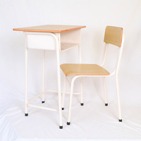 Bureau et chaise d'école pour salle de classe primaire, mobilier scolaire, ensemble bureau et chaise individuels en métal et MDF pour un seul élève
