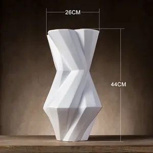 意大利米兰家居装饰皱纹抽象树脂白色现代花卉花瓶