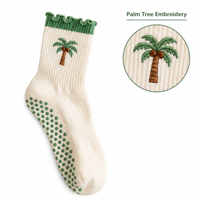 Chaussettes de Pilates personnalisées à volants pour femmes, brodées, antidérapantes et respirantes