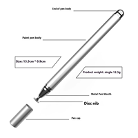 Stylet capacitif passif MEEPSS MPS126 de haute qualité et durable avec embout en silicone pour utilisation sur mobile et tablette - Cadeau à prix réduit
