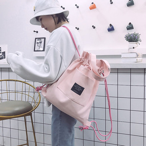 Nuevas Bolsas de Lona de Algodón con Cordón y Logotipo Personalizado para Viajes Escolares, Mochila con Cordón y Bolsillo con Cremallera - Product Image 5