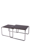 Table basse moderne en acier inoxydable pour la maison Mobilier de salon Panneau en bois noir design déplié