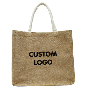 Gahumi Custom Jute Folding Shopping <b>Tote</b> <b>Bags</b> <b>with</b> Cartoon Pattern for Food Storage - Product Image 5