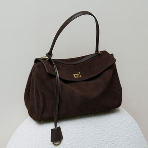 博尔斯制造商定制批发来样定做女士复古奢华设计磨砂麂皮真皮女士单肩包手袋 - Product Image 3