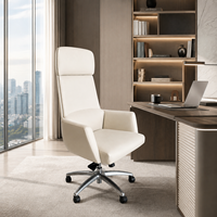 Chaise de bureau de luxe Executive Boss Royal en cuir véritable appuie-tête réglable siège pivotant moderne en métal et aluminium
