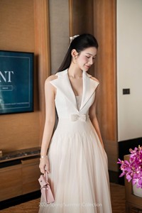 White Mesh <b>Maxi</b> Vest Dress V-neck Sleeveless Formal Tight Waist Oem Service Factory Production Premium Quality - Product Image 2